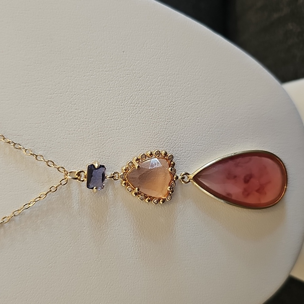 Loft Outlet Gold Necklace with Pink and Purple Accents - Picture 2 of 8